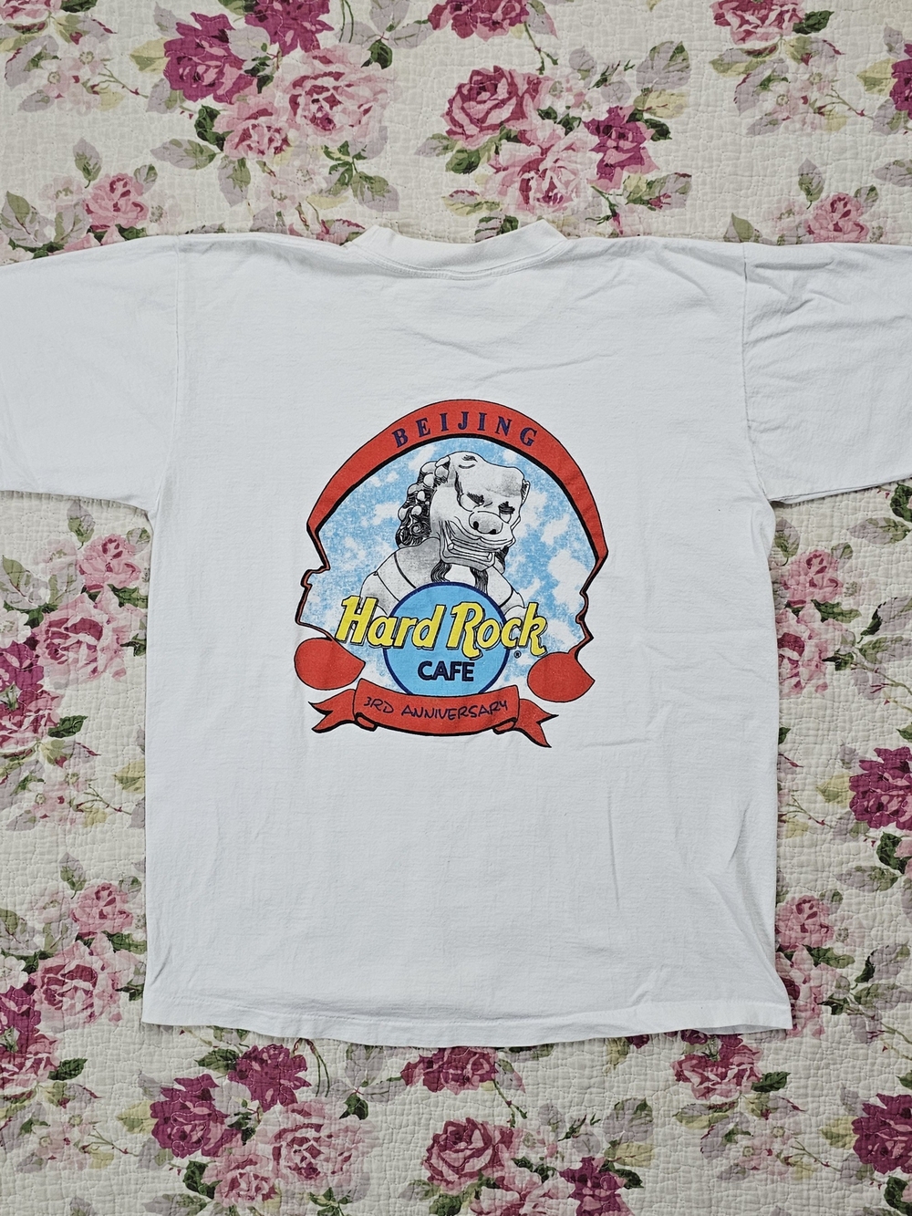 Vintage Hard Rock Cafe Beijing 3rd Anniversary White T-Shirt Medium